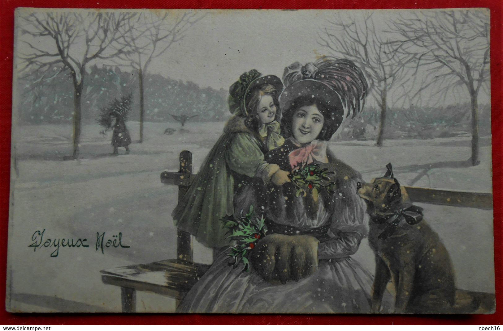 CPA 1910 V.K. Vienne - Femme, Enfant, Chien - Joyeux Noël - 1900-1949