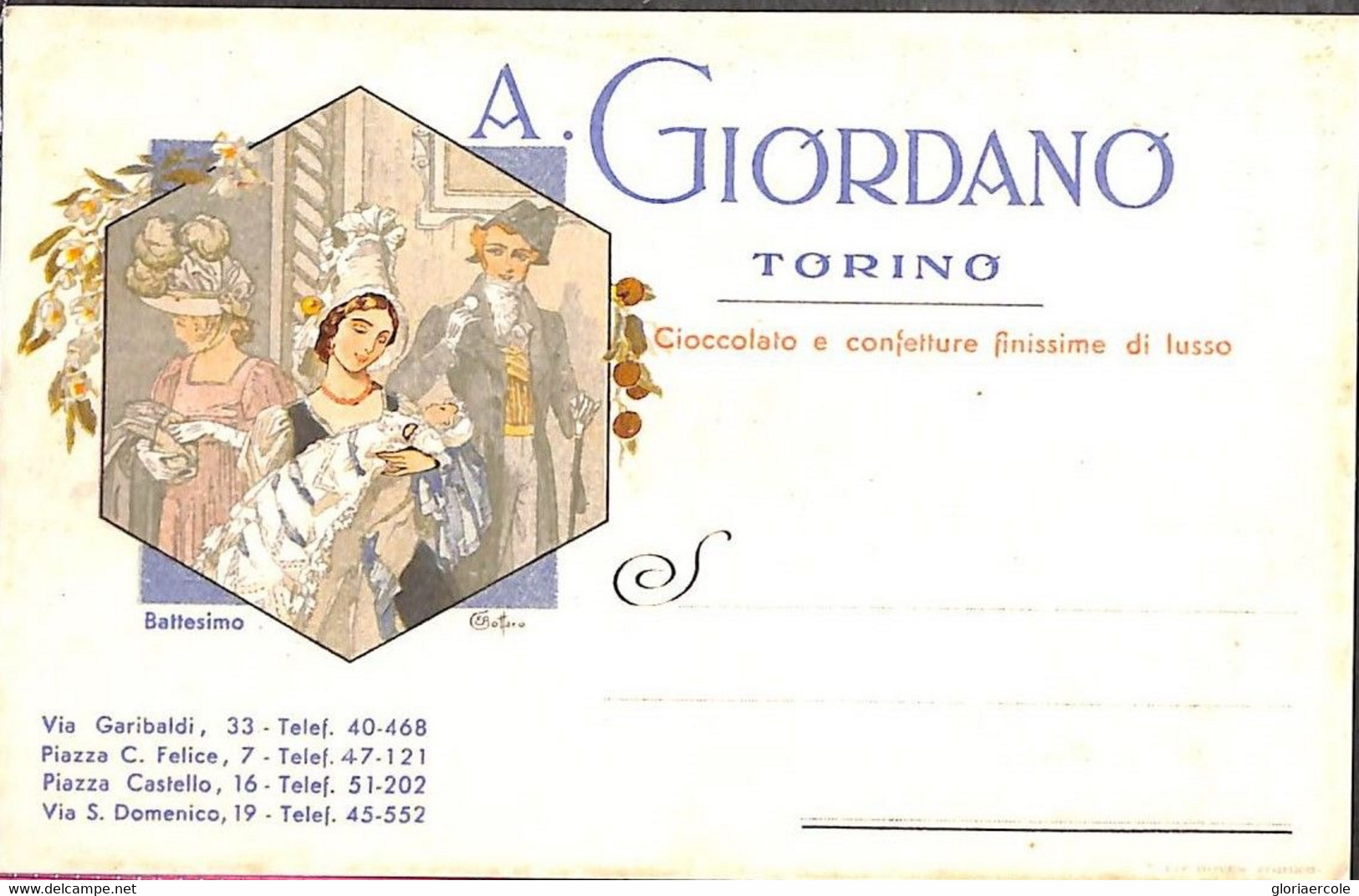 Lib897 - CARTOLINA D'Epoca - PUBBLICITARIA Illustrata BOTTARO Giordano CHOCOLATE Baptism - Bottaro