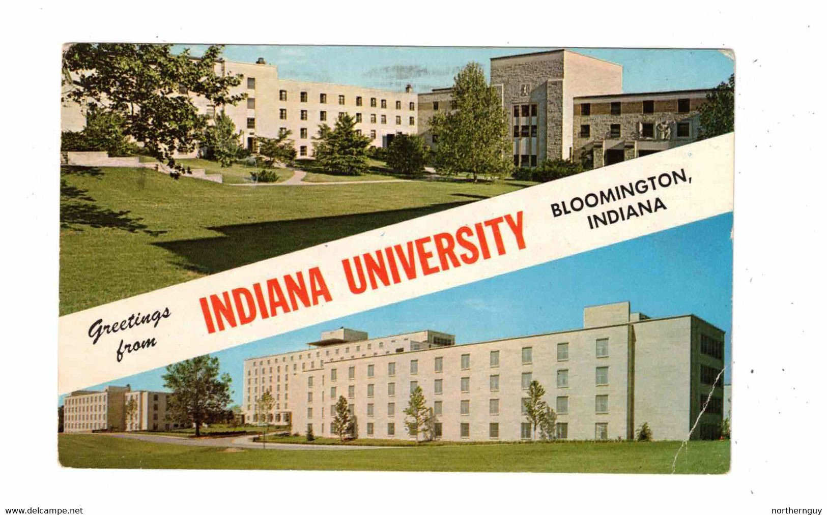 BLOOMINGTON, Indiana, USA, Greetings From, Indiana University, Multi-View Described On Back, 1963 Chrome Postcard - Bloomington