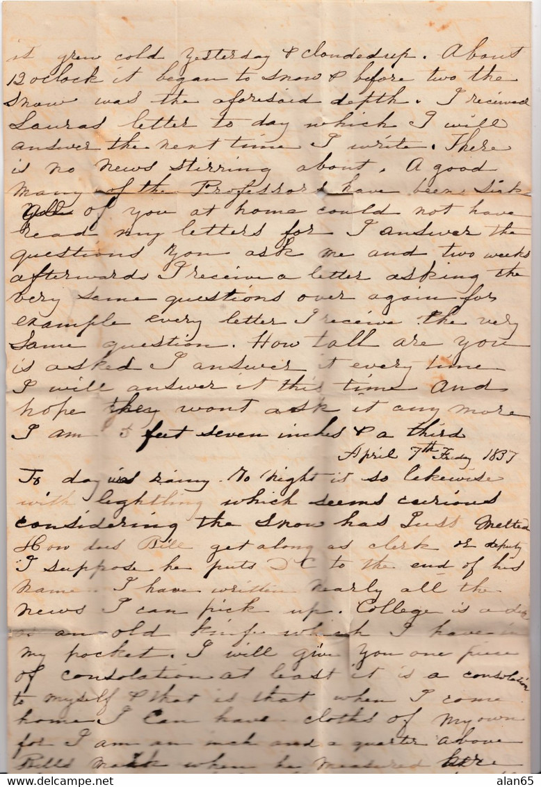 Stampless Cover And Letter, University Of Virginia To Augusta Georgia, 25c(?) Rate, 1837 - …-1845 Préphilatélie