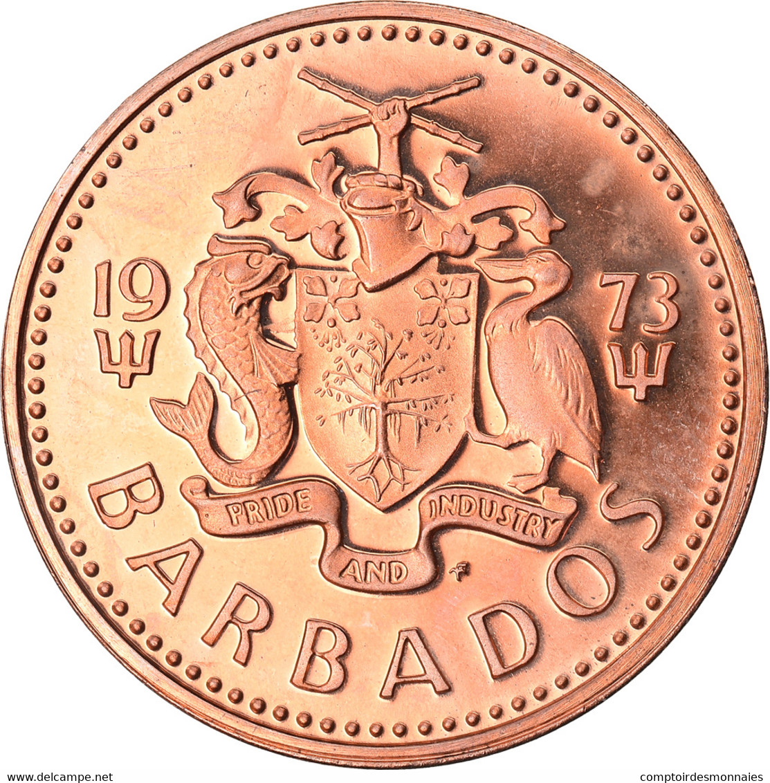 Monnaie, Barbados, Cent, 1973, Franklin Mint, FDC, Bronze, KM:10 - Barbados (Barbuda)