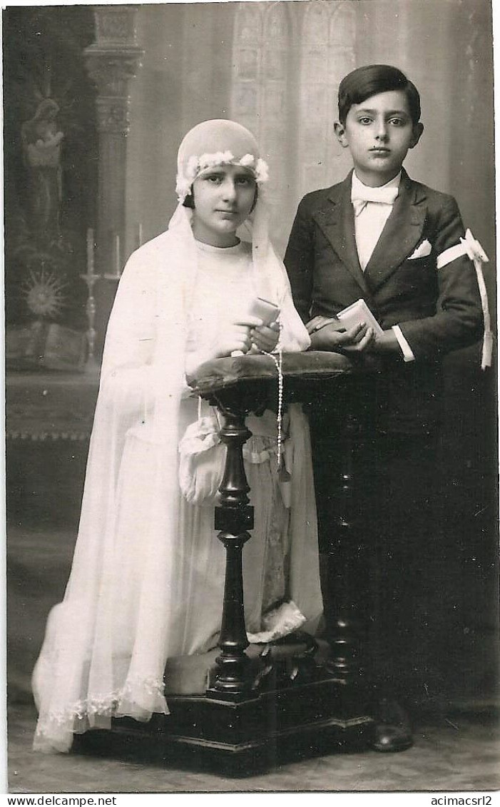 X4545 RELIGION CHRISTIANITY FIRST COMMUNION - GIRL And BOY Together - Photo PC 1930' - Autres & Non Classés