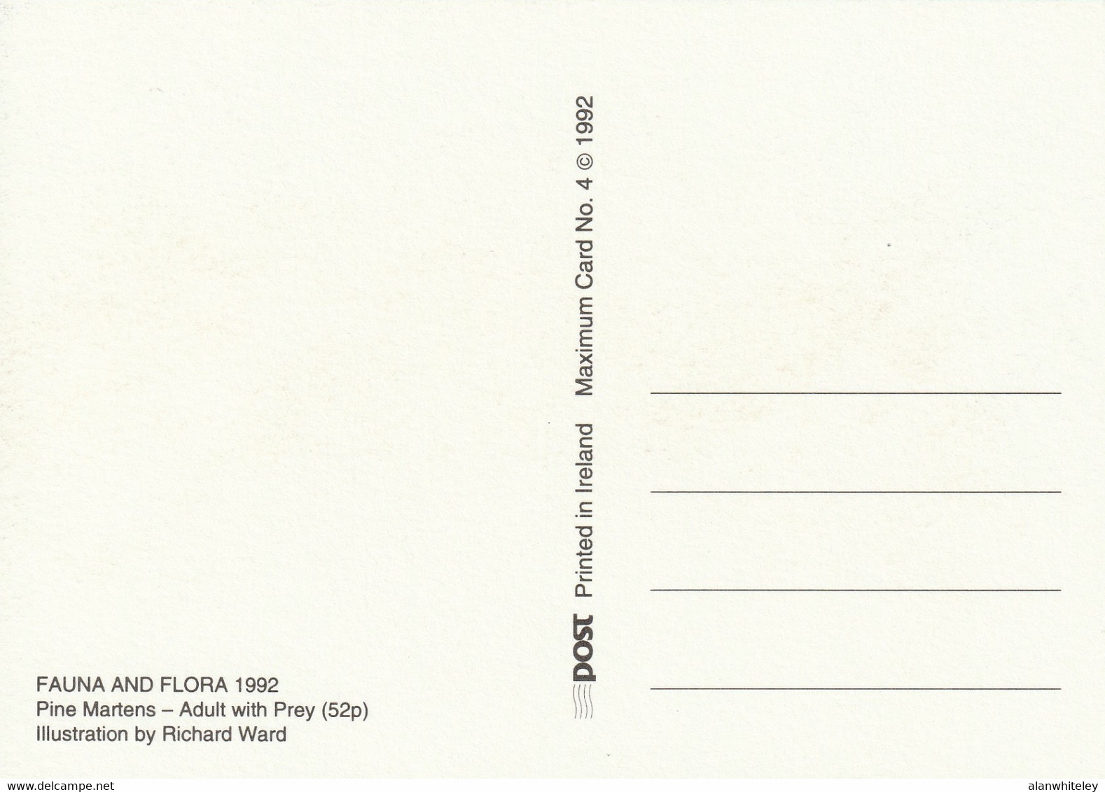 IRELAND 1992 Endangered Species / Pine Martin: Set Of 4 Postcards MINT/UNUSED - Entiers Postaux