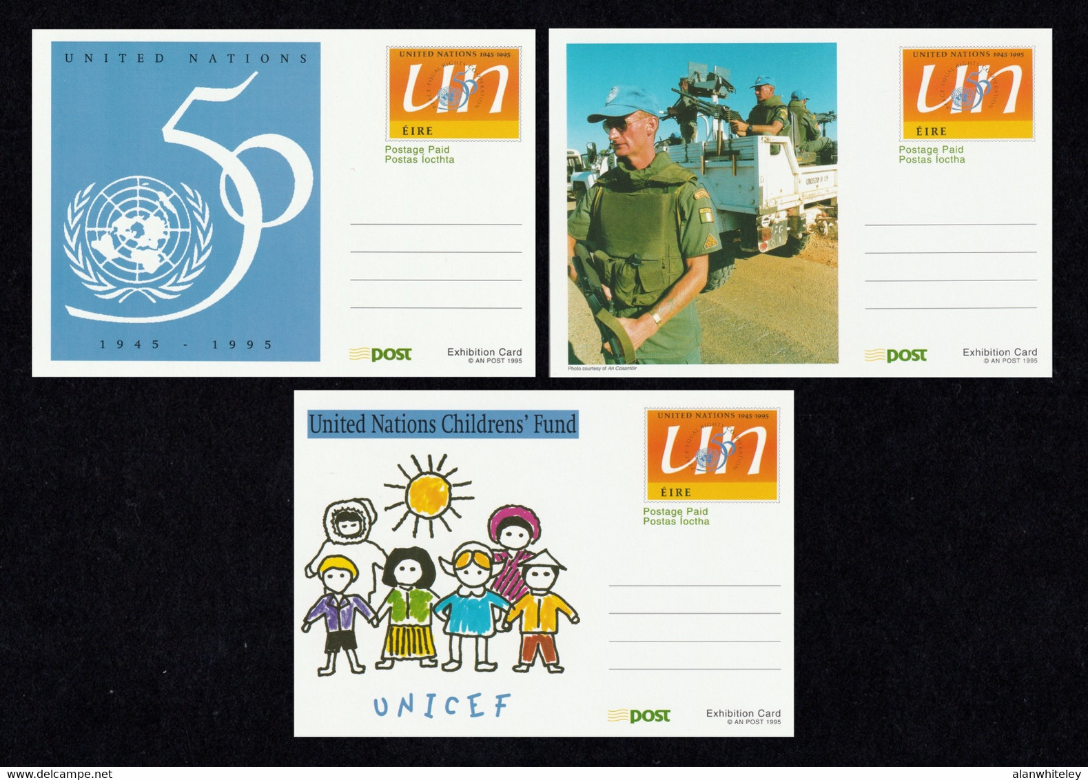 IRELAND 1995 United Nations: 3 Exhibition Cards MINT/UNUSED - Interi Postali