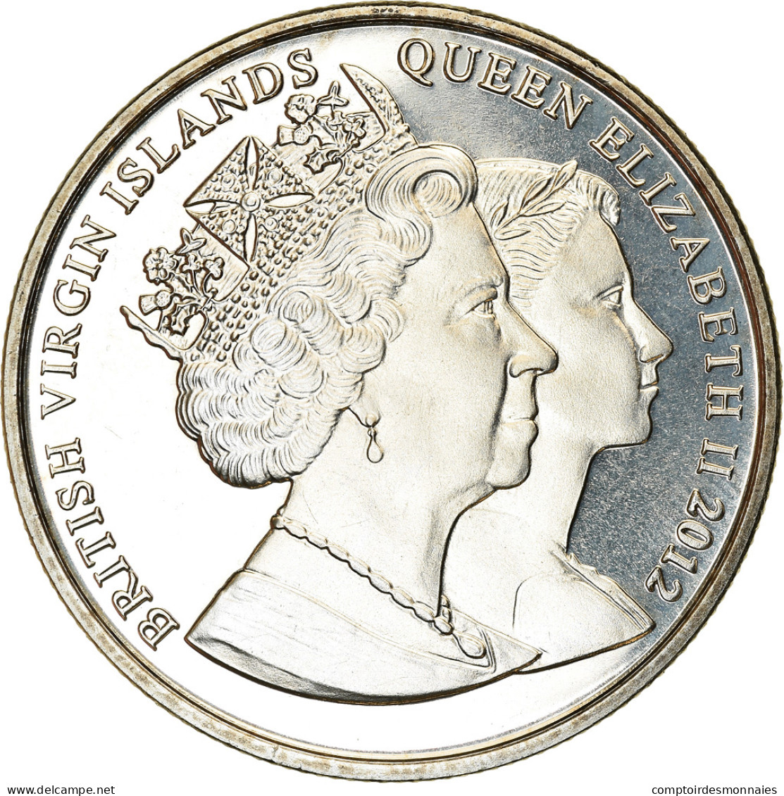 Monnaie, BRITISH VIRGIN ISLANDS, Dollar, 2012, Franklin Mint, Reine Elizabeth - Iles Vièrges Britanniques