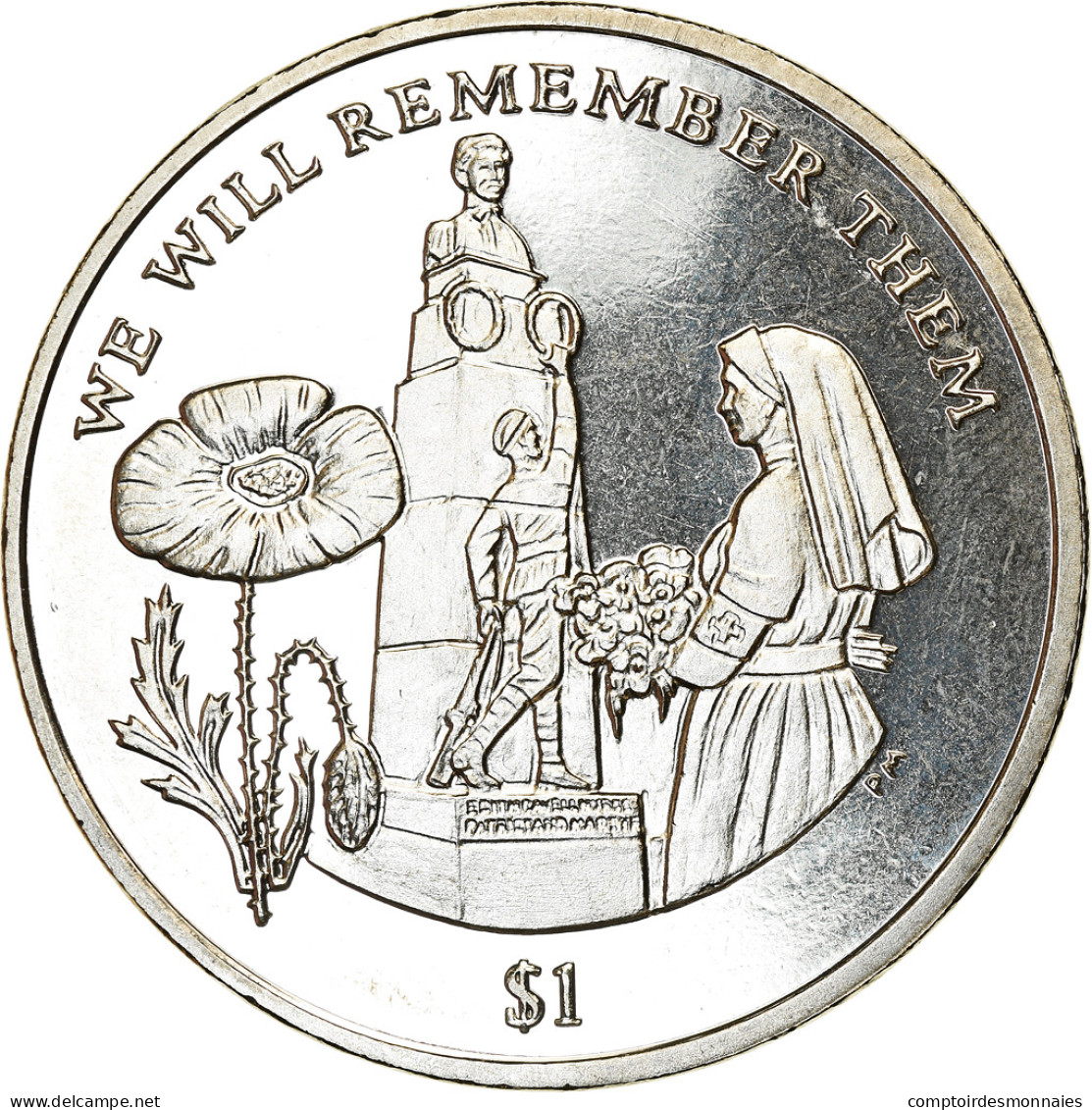 Monnaie, BRITISH VIRGIN ISLANDS, Dollar, 2014, Franklin Mint, Edith Cavell, SPL - Britse Maagdeneilanden