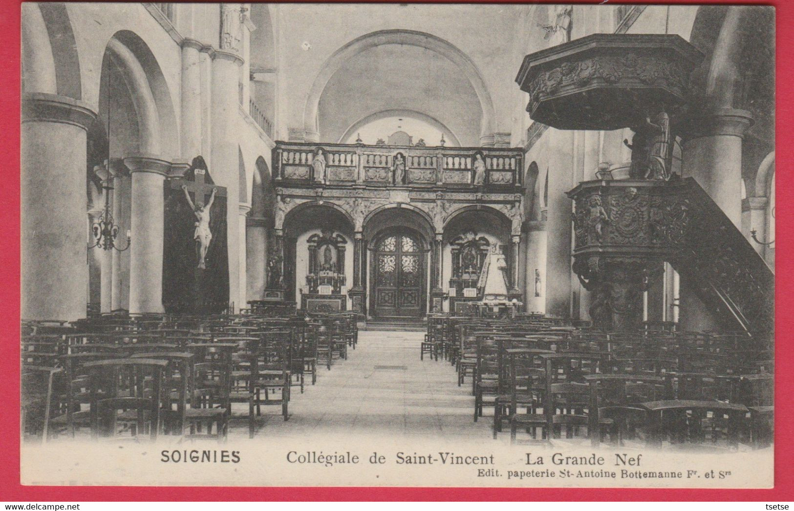 Soignies - Collégiale De Saint-Vincent - La Grande Nef -1913 ( Voir Verso ) - Soignies