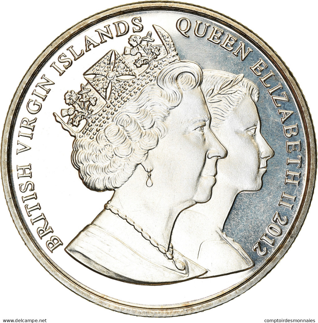 Monnaie, BRITISH VIRGIN ISLANDS, Dollar, 2012, Franklin Mint, Reine Elizabeth - Iles Vièrges Britanniques