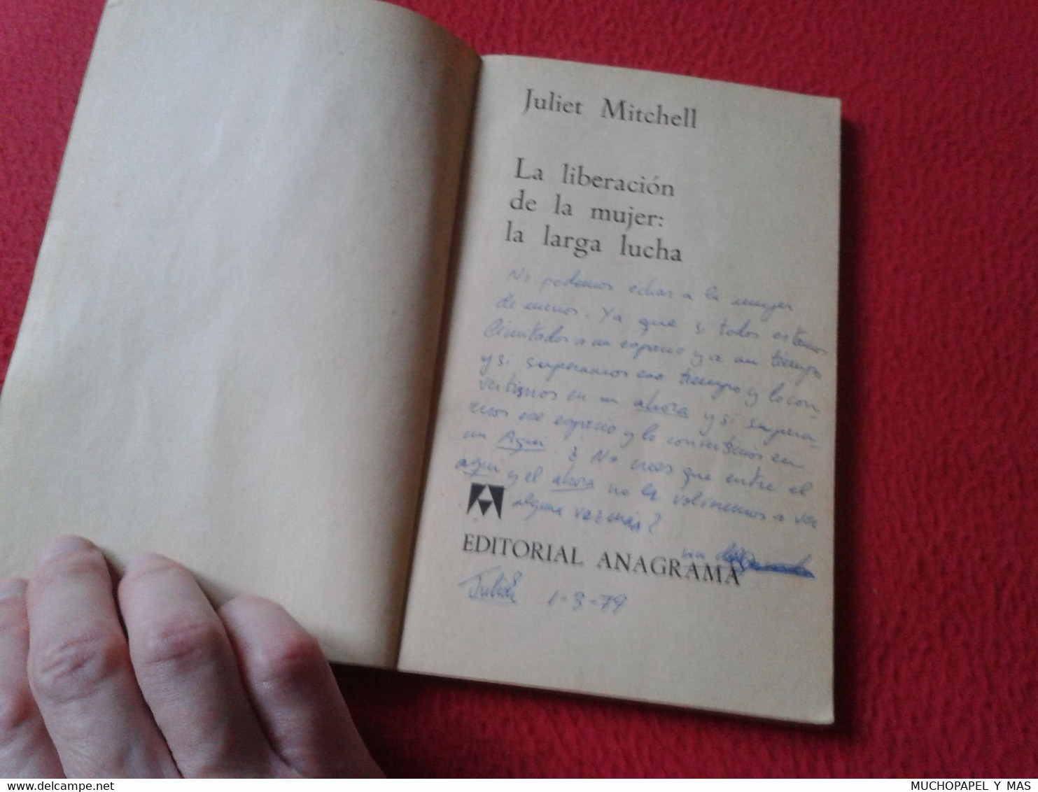 LIBRO LA LIBERACIÓN DE LA MUJER: LA LARGA LUCHA JULIET MITCHELL CUADERNOS ANAGRAMA 1975, 89 PÁGINAS. EN ESPAÑOL VE FOTOS