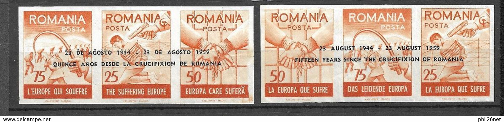 Roumanie Dallay N°16 Et 17 Deux Bandes Réfugiés Surcharge Ang/Esp.  Neuf  (* ) B/ TB  - Errors, Freaks & Oddities (EFO)