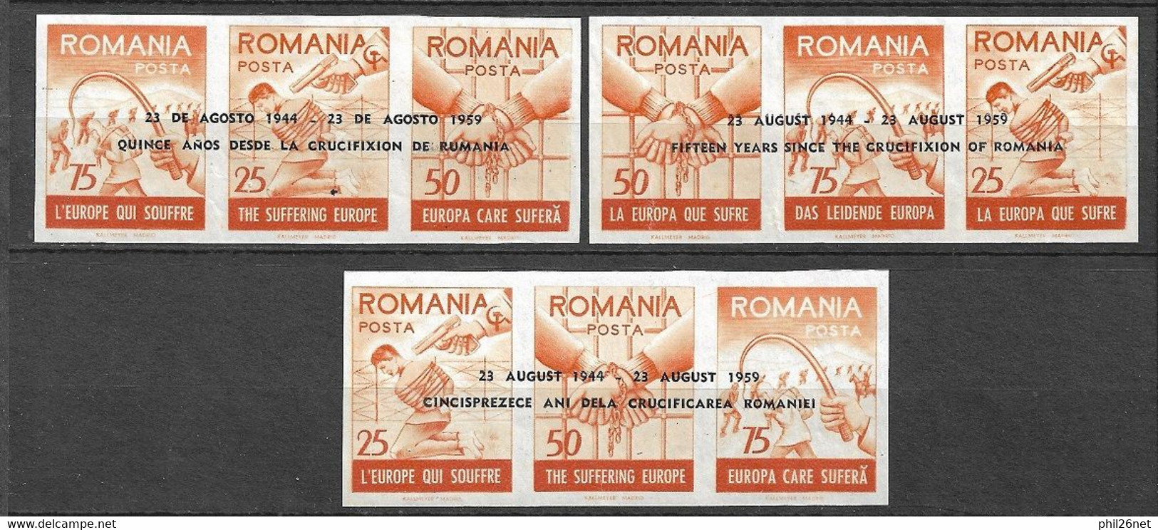 Roumanie Dallay N°15; 16 Et 17  Réfugiés  3 Surcharges Ang/Esp/Rou.Neufs  (* ) B/ TB  - Sammlungen