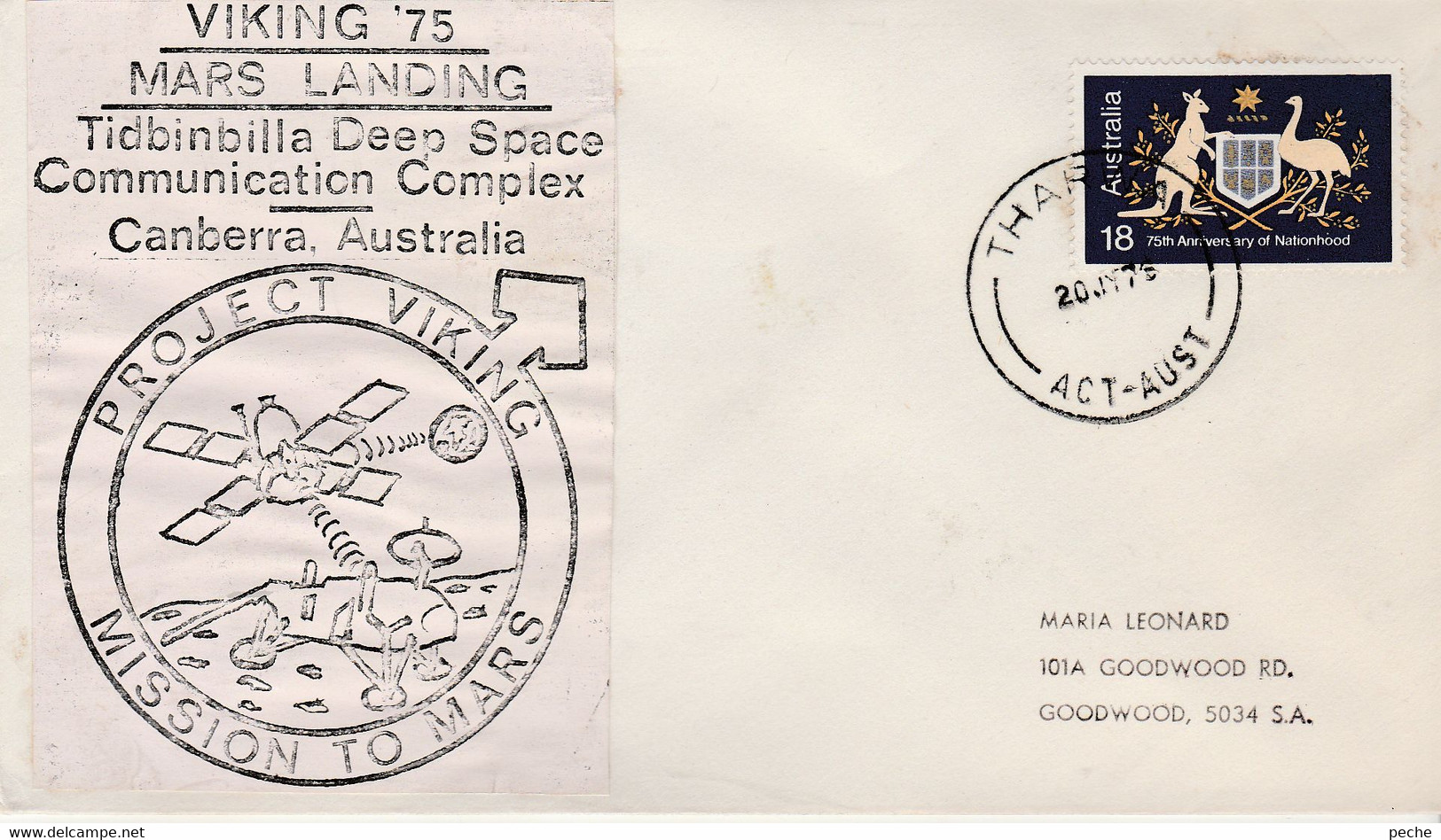 N°947 N -lettre (cover) -Viking 75 Mars Landing-Australia- - Oceania