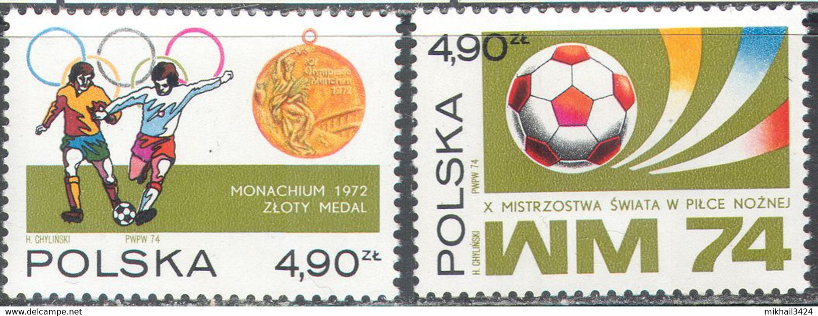 M3969 ✅ ﻿﻿Sport Football Soccer FIFA World Cup 1974 Poland 2v + Sheet + S/s Set MNH ** 17.4ME - 1974 – West-Duitsland