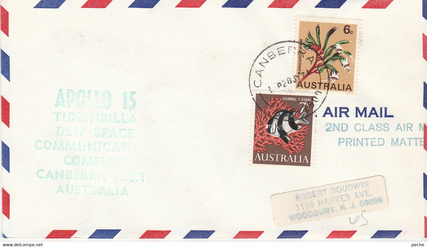 N°961 N -lettre (cover) Apollo 15 -cachet Camberra -Australia- - Océanie