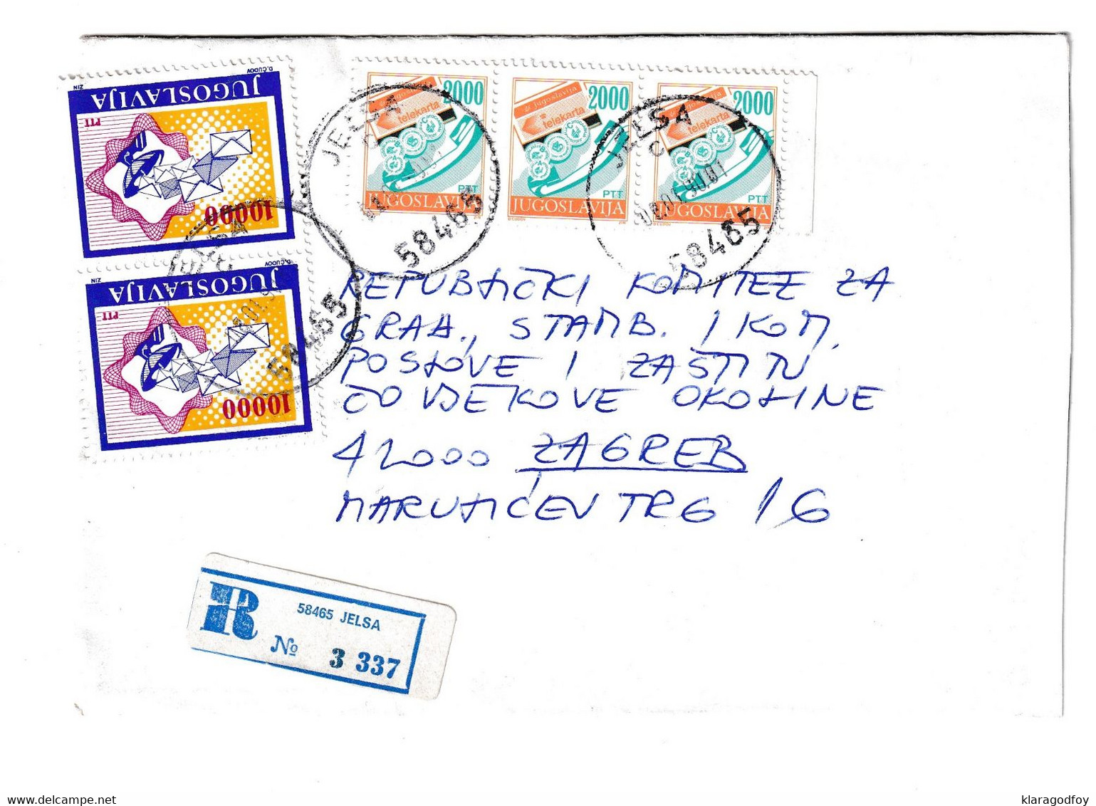 Yugoslavia, Letter Cover Registered Posted 1990 Jelsa To Zagreb B201110 - Covers & Documents