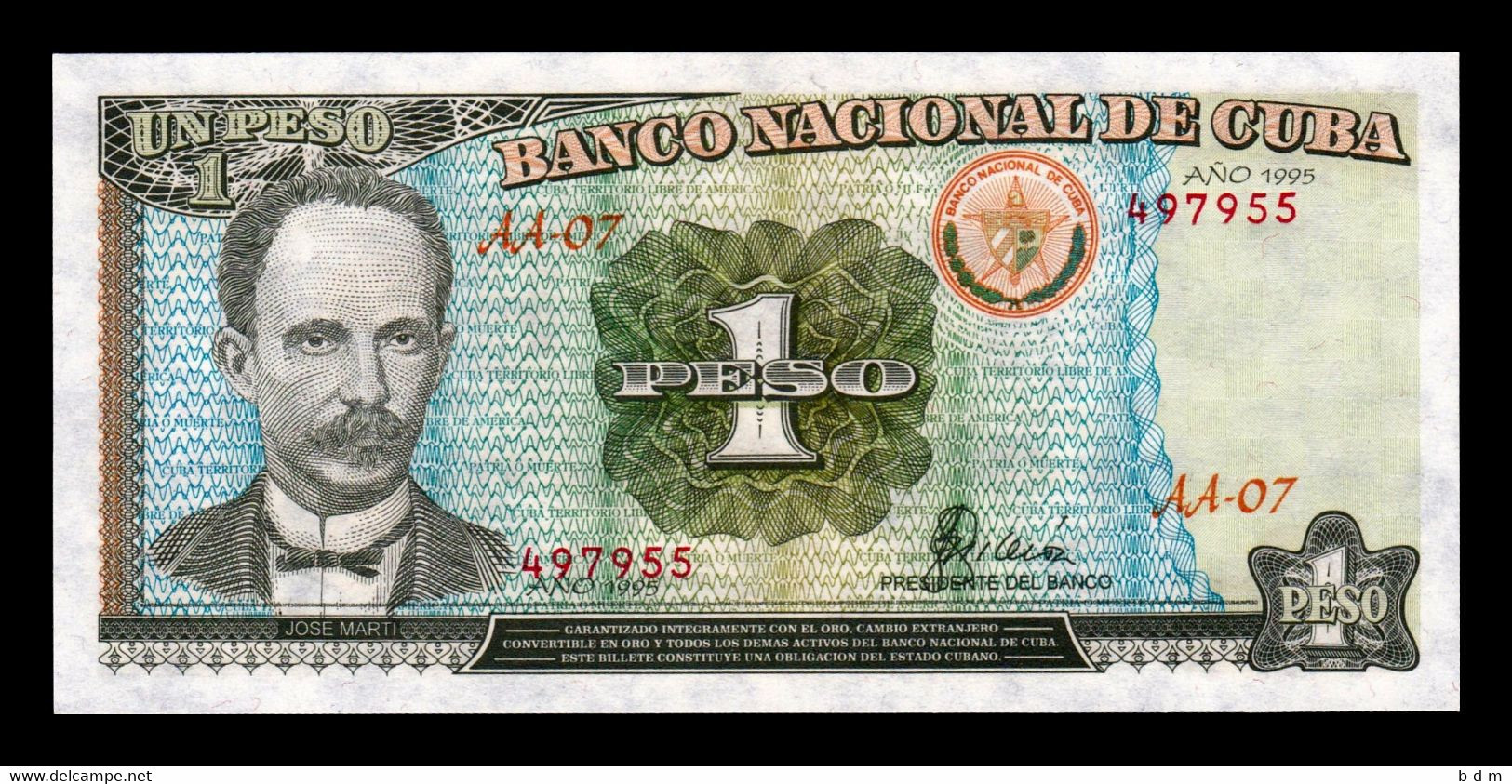 Cuba 1 Peso José Martí 1995 Pick 112 SC UNC - Cuba