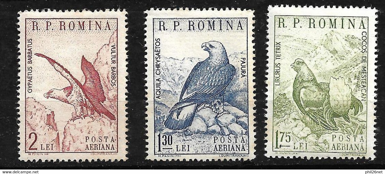 Roumanie  Poste Aérienne N°107 à 109 Oiseaux  Neufs  * *  B/ TB       - Ongebruikt