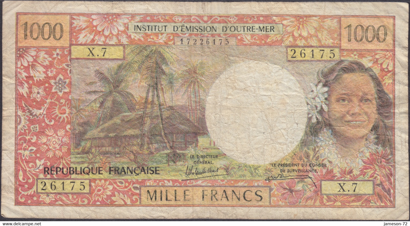 FRENCH POLYNESIA · TAHITI - 1000 Francs ND (1985) P# 27d - Edelweiss Coins - Papeete (Französisch-Polynesien 1914-1985)