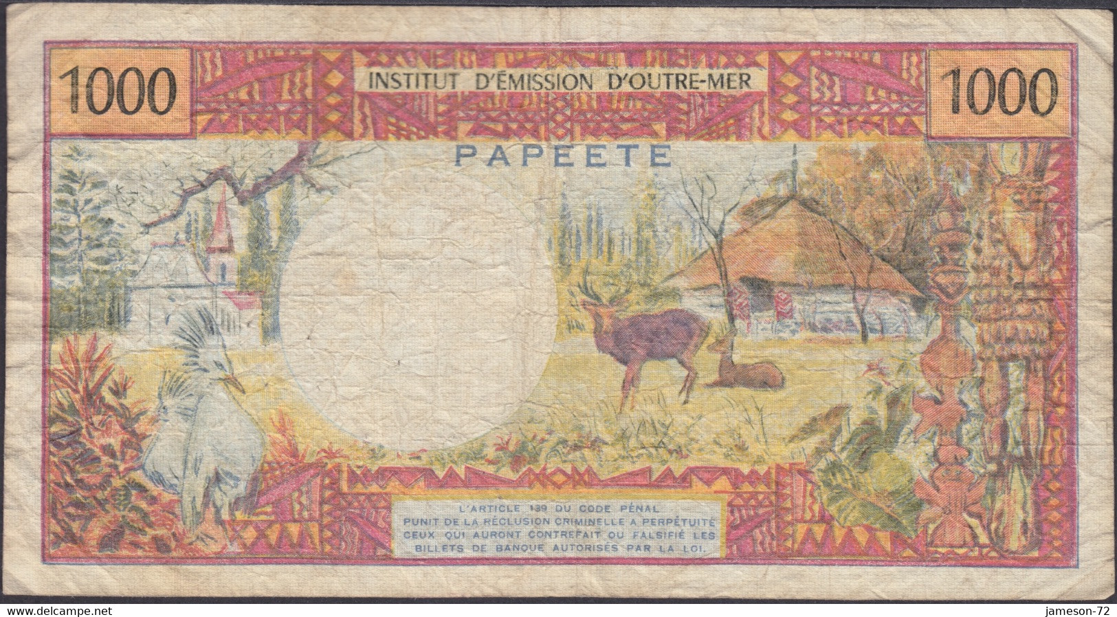 FRENCH POLYNESIA · TAHITI - 1000 Francs ND (1985) P# 27d - Edelweiss Coins - Papeete (Frans-Polynesië 1914-1985)