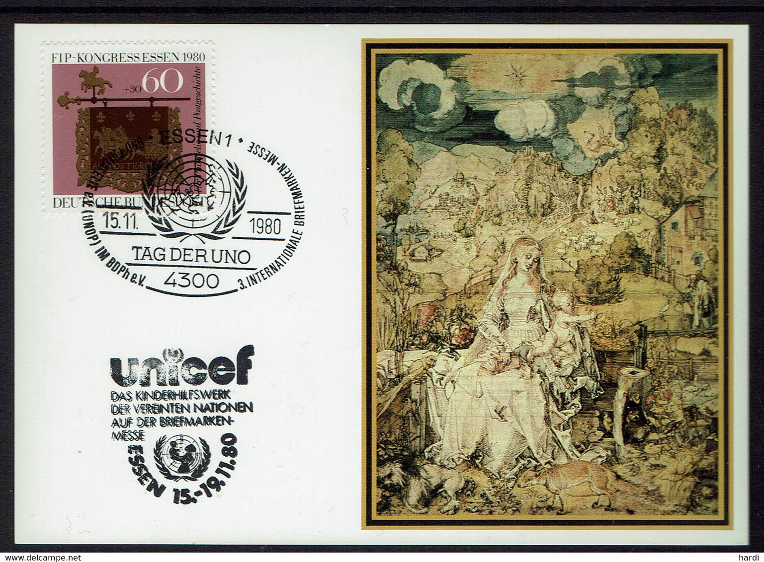 BRD 1980, MiNr 1065, Auf UNICEF Postkarte, Gestempelt, - Covers - Used