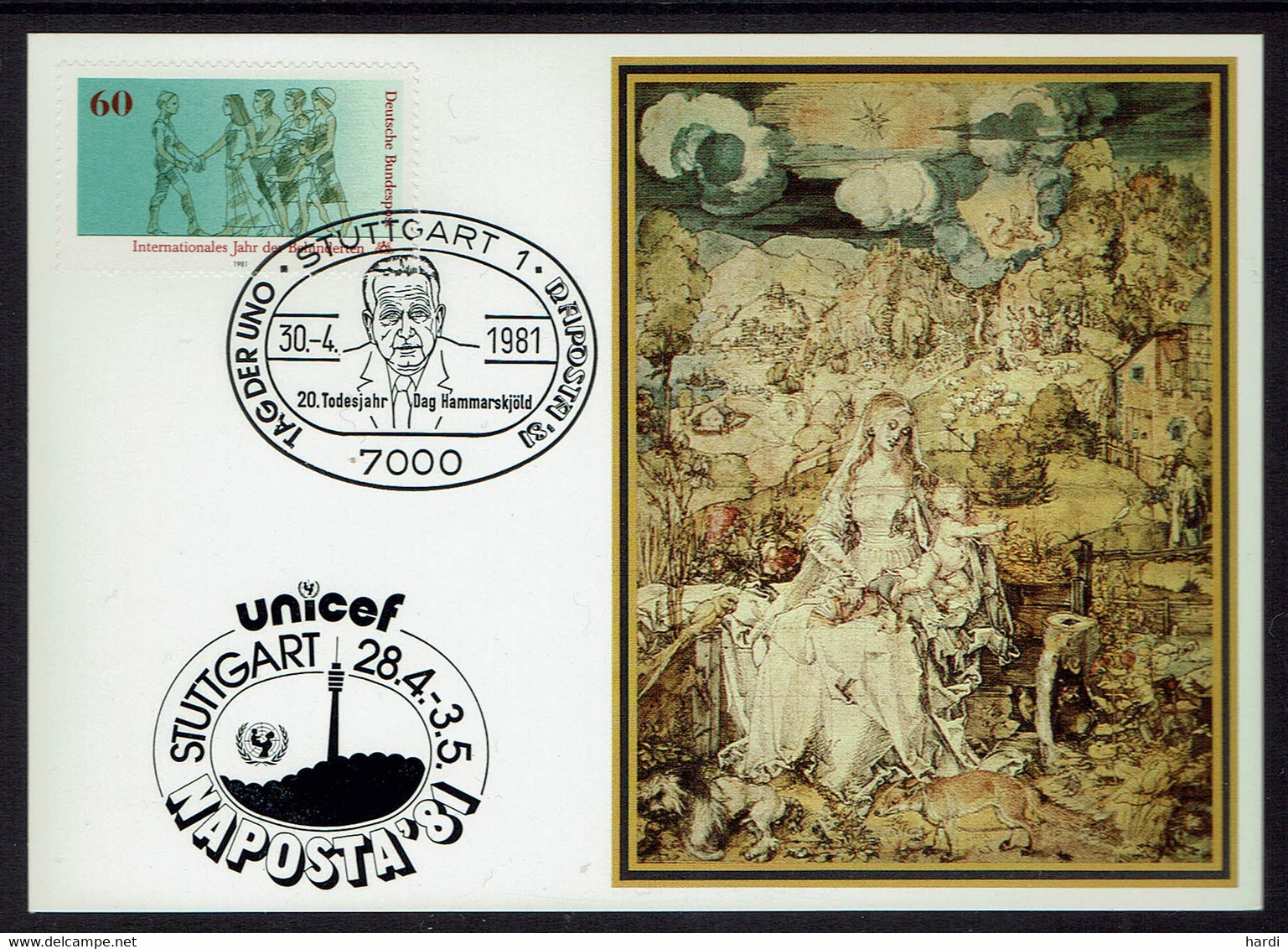 BRD 1981, MiNr 1083, Auf UNICEF Postkarte, Gestempelt, - Umschläge - Gebraucht