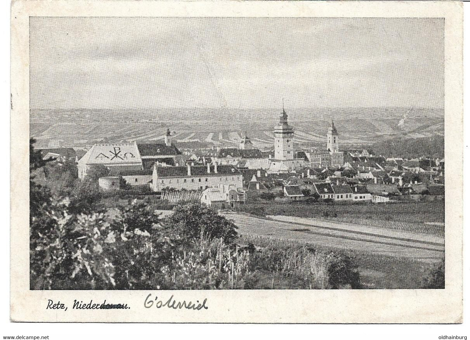 3098f: AK Retz, Niederdonau Durchgestrichen, Besatzungszeit 1948, Seltener Heimatbeleg - Hollabrunn