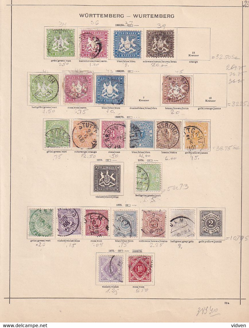 Germany, Wurttemberg,  Post Stamps - Otros & Sin Clasificación