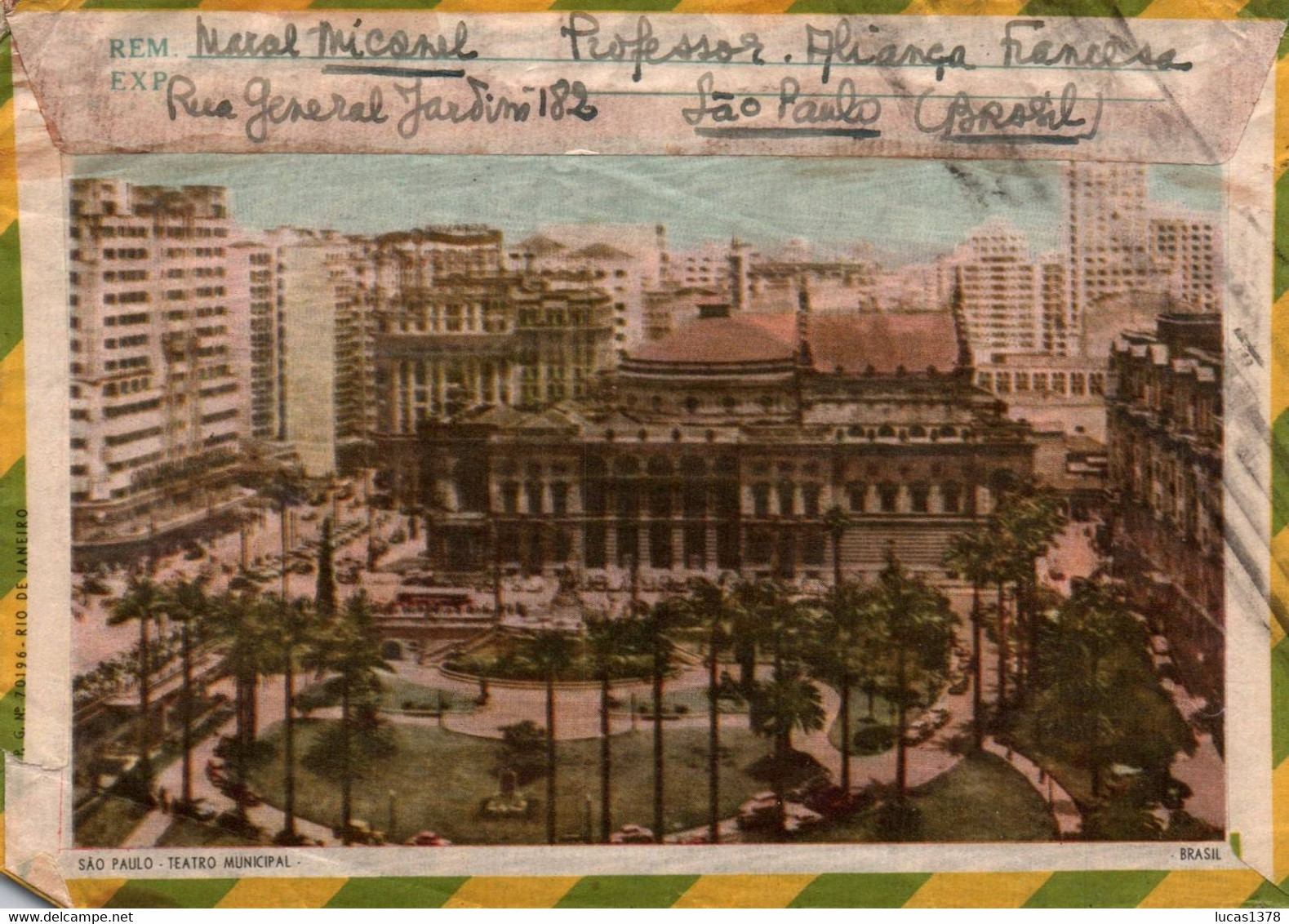 BRASIL / 1961 FOR NICE FRANCE  / VIA AEREA / AIR MAIL / PICTURE ON BACK - Lettres & Documents