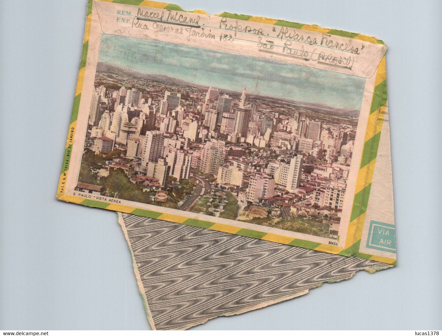 BRASIL / 1961 FOR NICE FRANCE  / VIA AEREA / AIR MAIL / PICTURE ON BACK / NICE STAMPS - Lettres & Documents