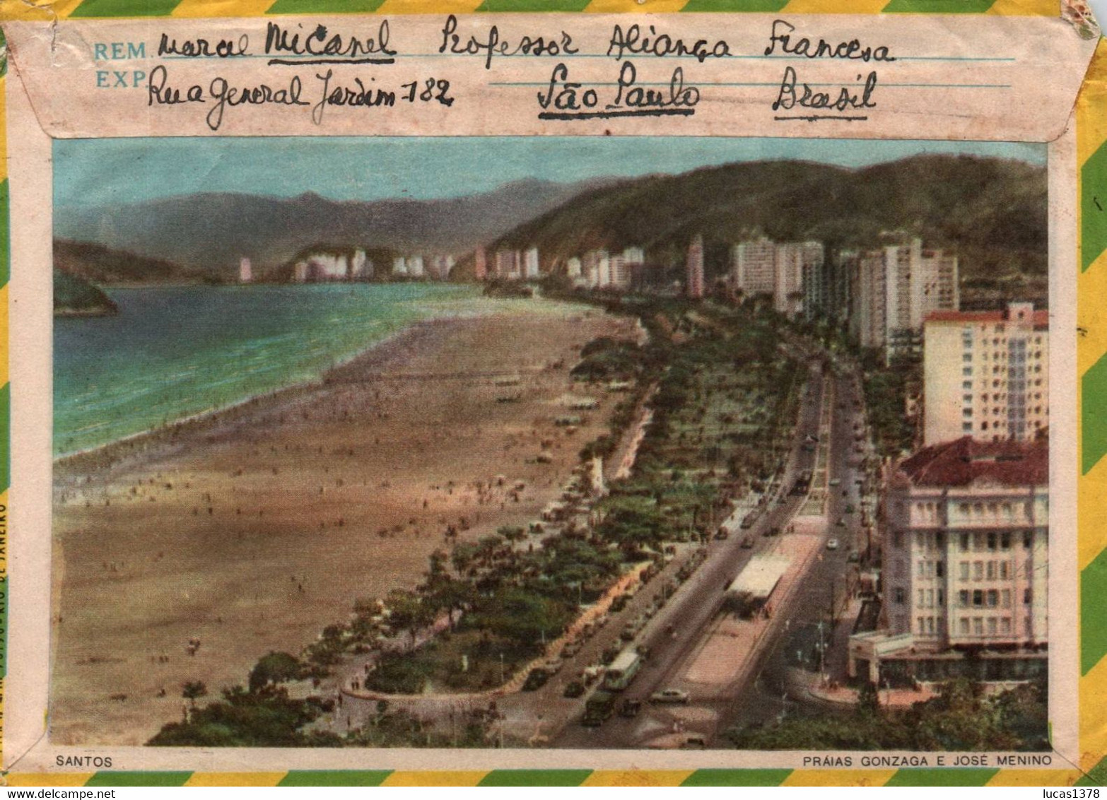 BRASIL / 1961 FOR NICE FRANCE  / VIA AEREA / AIR MAIL / PICTURE ON BACK / NICE STAMPS - Covers & Documents