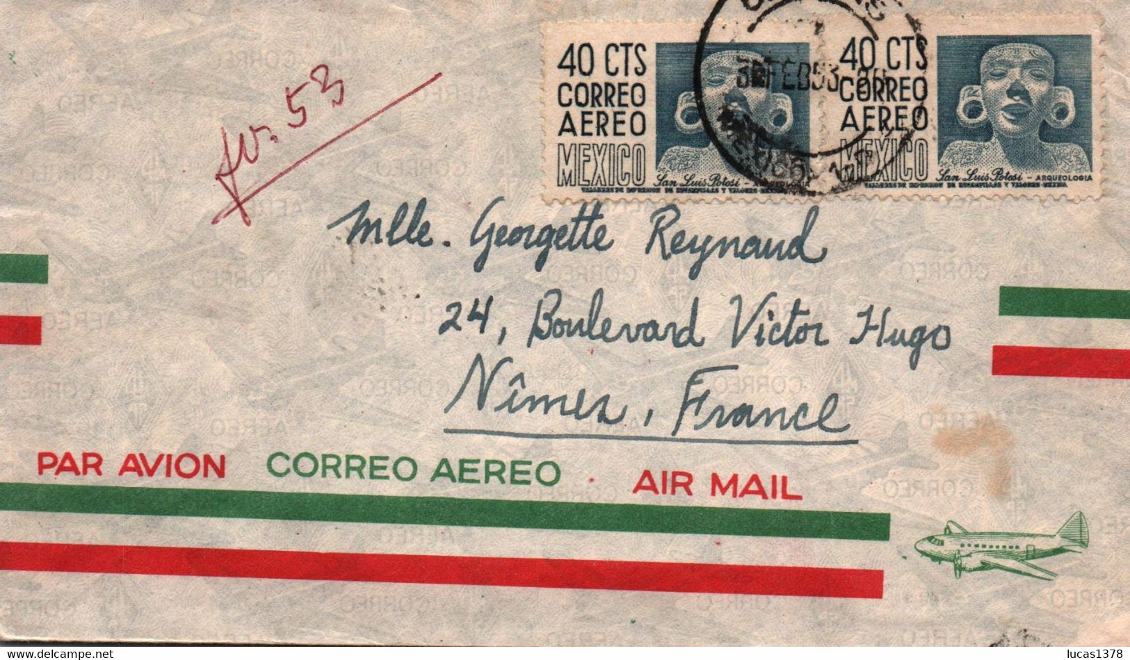 MEXIQUE  / AIR MAIL / LETTRE POUR LA FRANCE / 1953 - Mexico