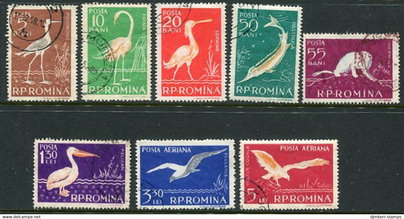 ROMANIA 1957 Fauna Of The Danube Delta Used.  Michel 1686-93 - Oblitérés