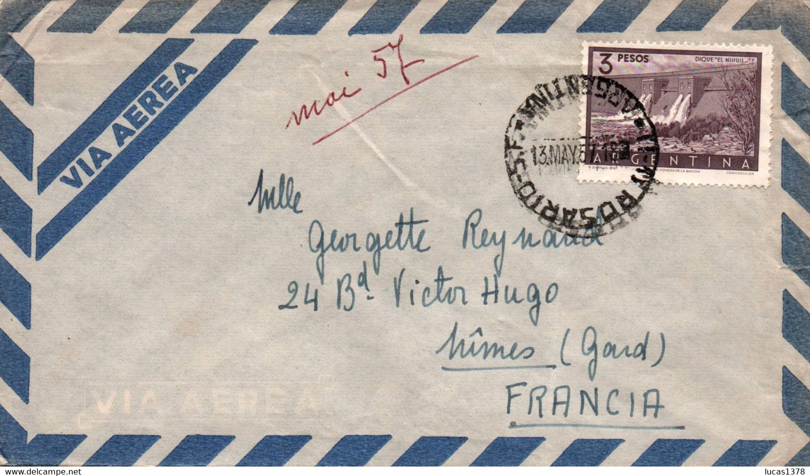 ARGENTINE / VIA AERA / LETTRE POUR LA FRANCE / 1957 - Sonstige & Ohne Zuordnung