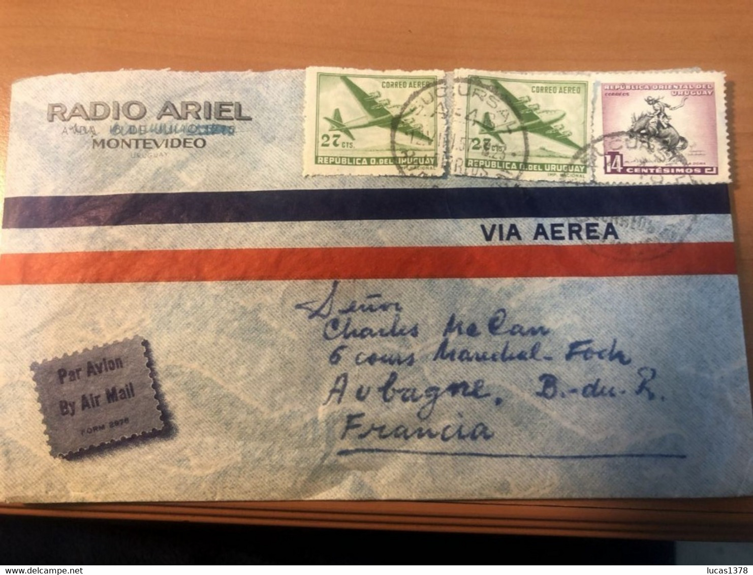 URUGUAY / LETTRE 1957 / MONTEVIDEO / RADIO ARIEL / AIR MAIL - Uruguay