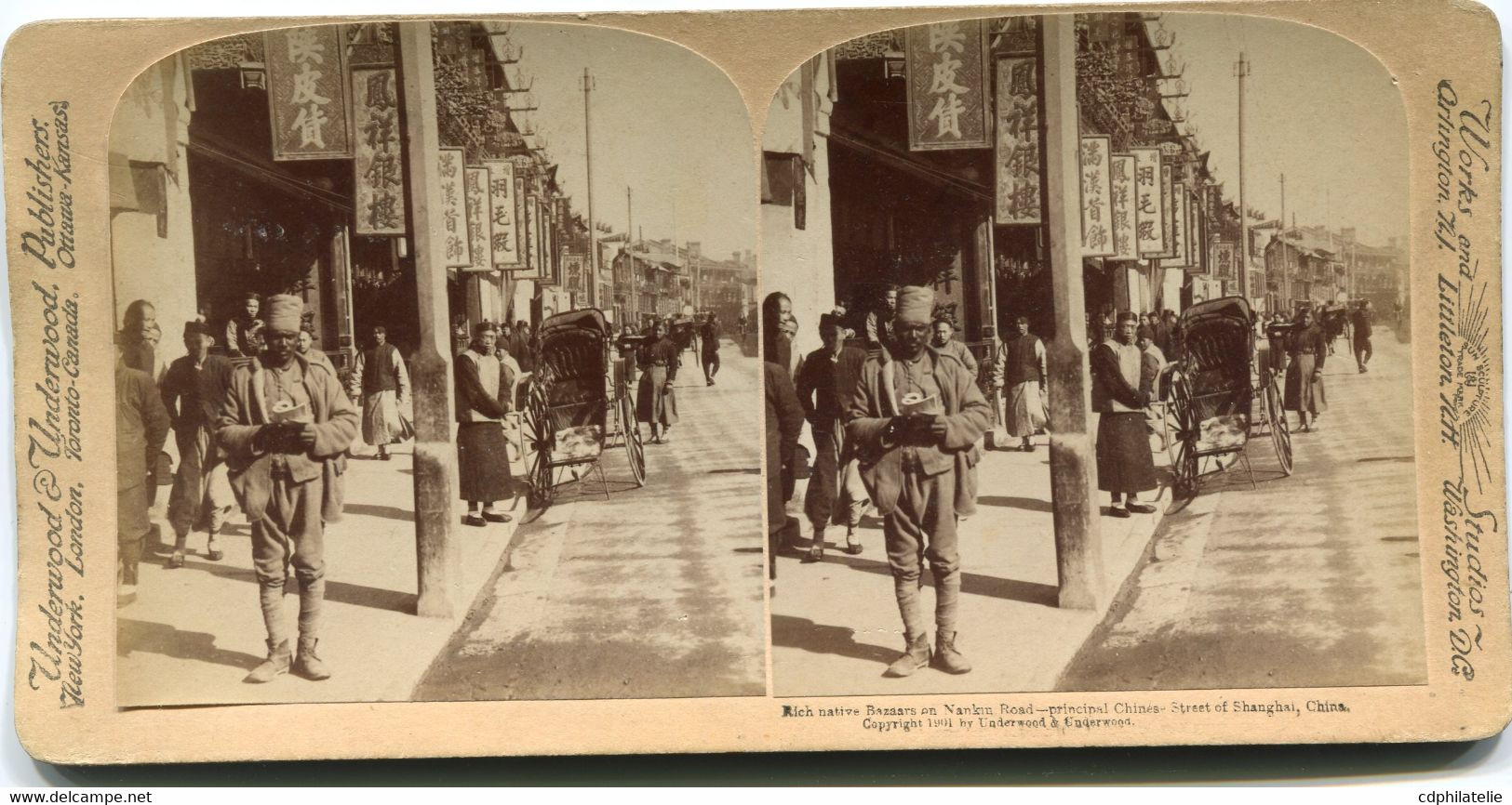 CARTE-PHOTO ? RICH NATIVE BAZAARS EN NANKIN ROAD  - PRINCIPAL CHINES - STREET OF SHANGHAI, CHINA - Covers & Documents