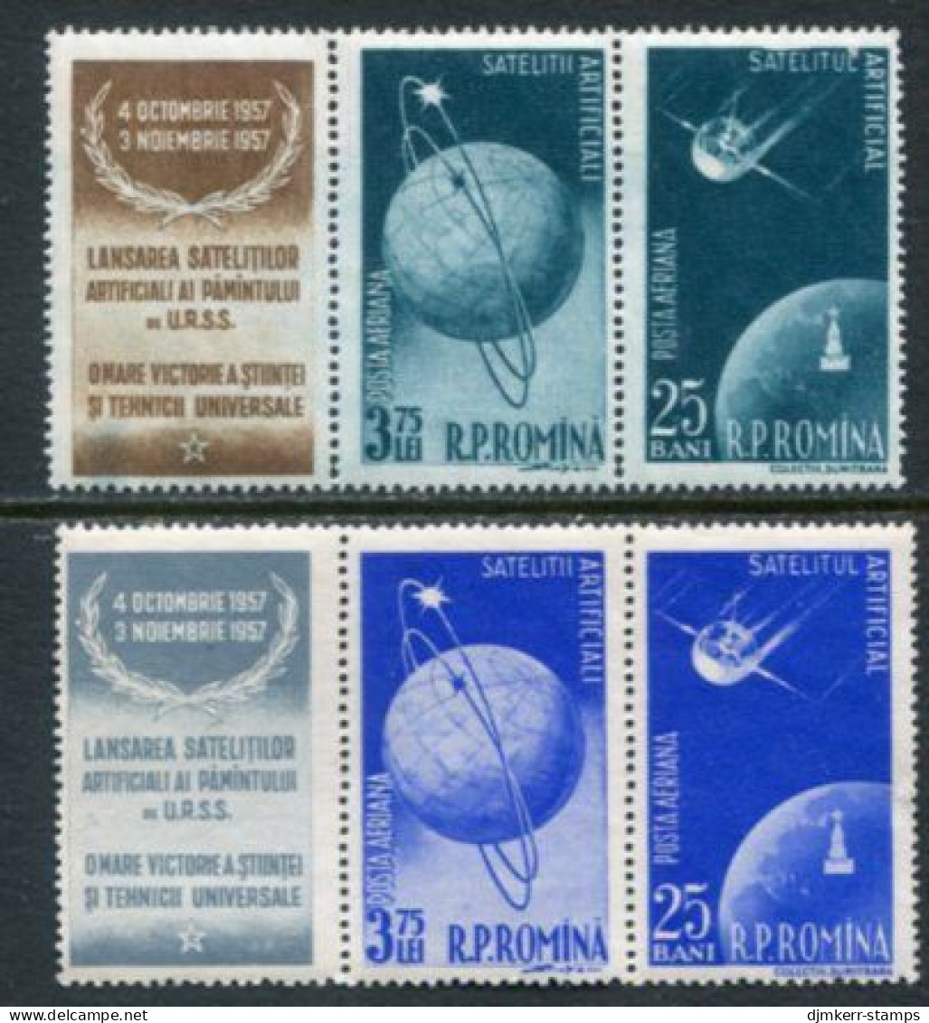 ROMANIA 1957 Launch Of First Earth Satellites Strips MNH / **.  Michel 1677-80 - Ungebraucht