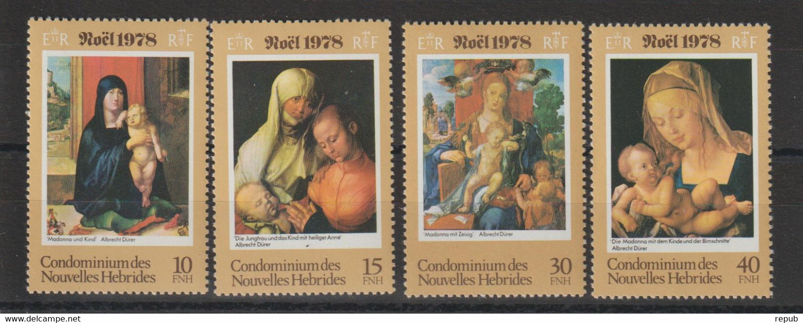 Nouvelle Hébrides Légende Française 1978 Peinture Noel 541-544, 4 Val ** MNH - Nuevos