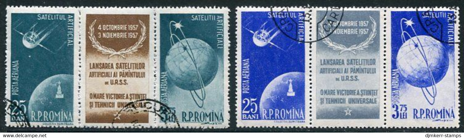 ROMANIA 1957 Launch Of First Earth Satellites Strips Used.  Michel 1677-80 - Used Stamps