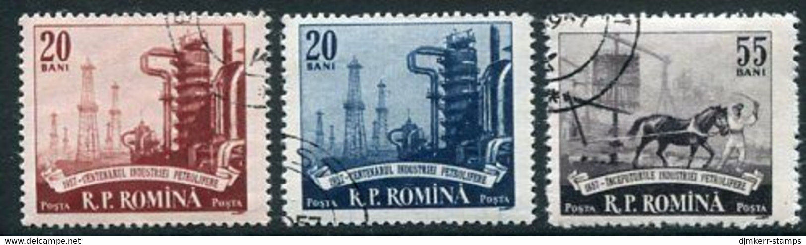 ROMANIA 1957 Centenary Of Oil Industry Used.  Michel 1671-73 - Oblitérés