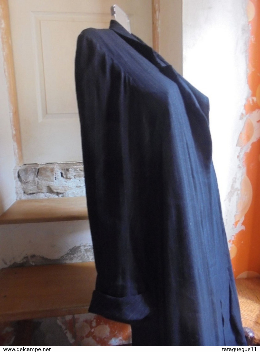 Ancien - Confection sur mesure Veste noire longue doublée pour femme Années 40/50