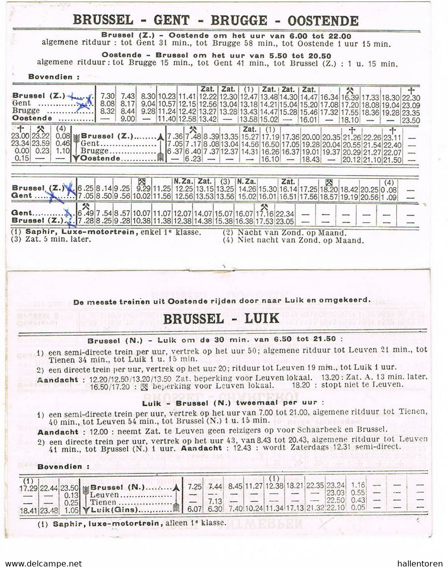 'Onze Beste Treinen';  Dienstregeling Treinen1956 - 1957; 12 Bladzijden ( 3 Scans) - Europa