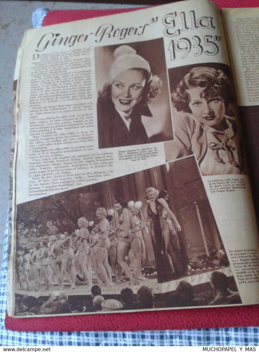 REVISTA MAGAZINE CINEGRAMAS NÚM 42 30 JUNIO DE 1935 ADRIENNE AMES GINGER ROGERS CARLOS GARDEL MIRNA LOY MARLENE DIETRICH