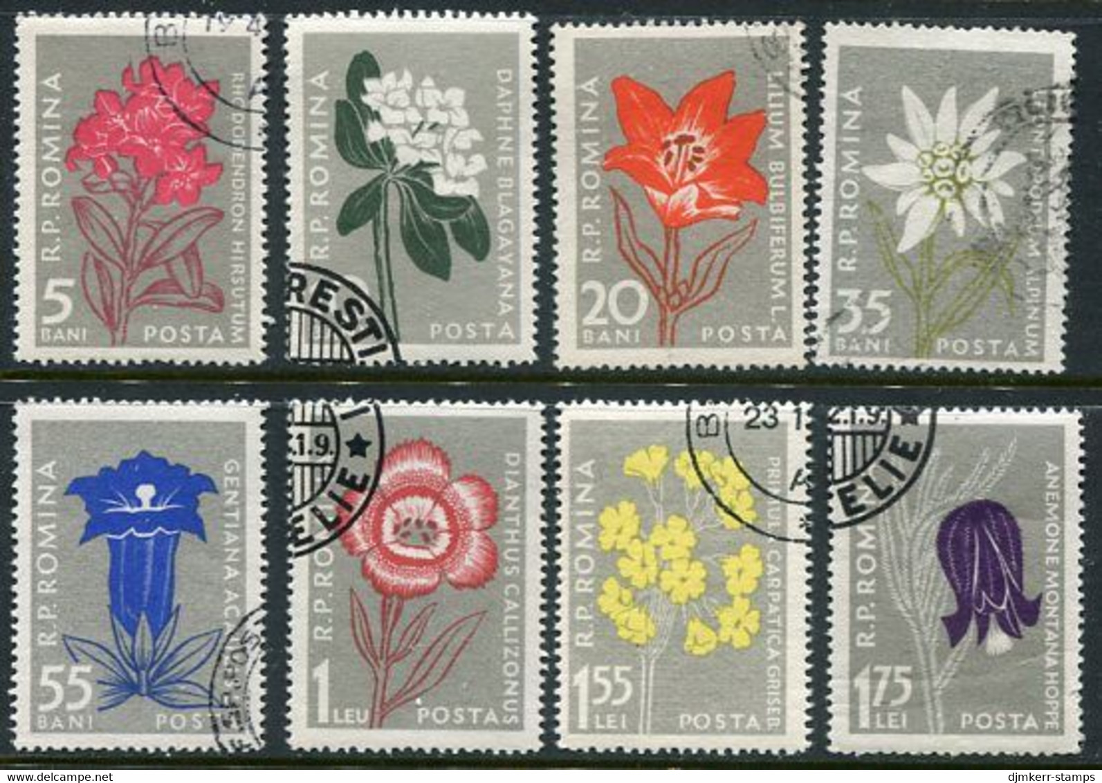 ROMANIA 1957 Carpathian Flowers Used.  Michel 1647-54 - Gebruikt
