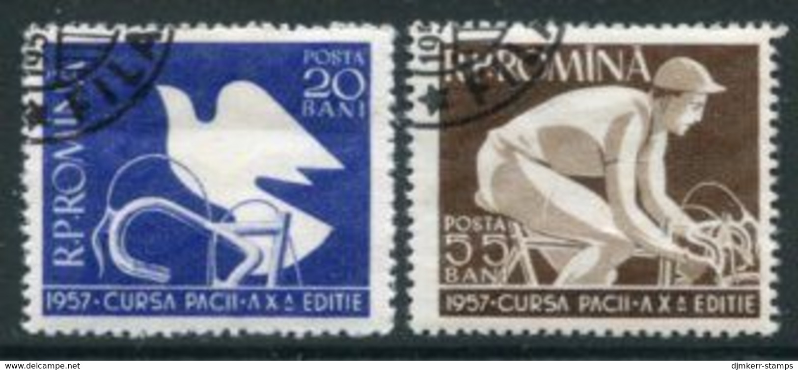 ROMANIA 1957 Peace Cycle Race Used.  Michel 1643-44 - Gebraucht