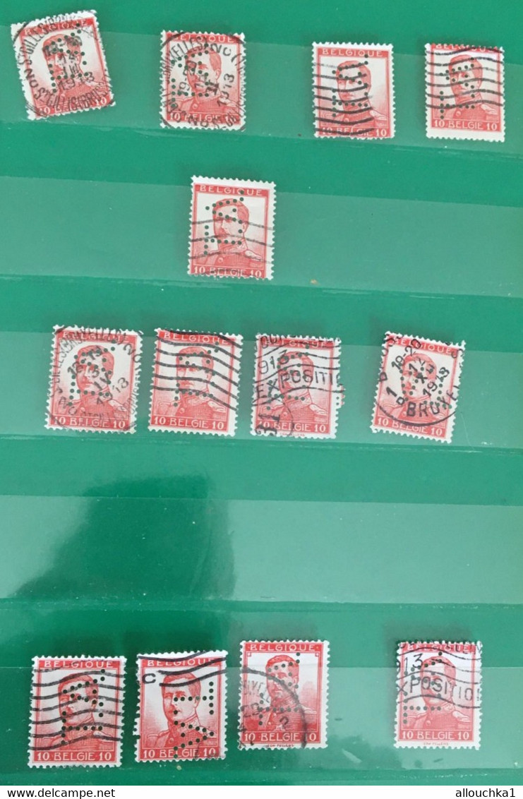 BELGIQUE BELGIE 13 TIMBRES STAMP -Perforé Perforés,Perfin Perfins, Perforatis,Perforado,Perforated,Perforata,Durchlöche - Ohne Zuordnung