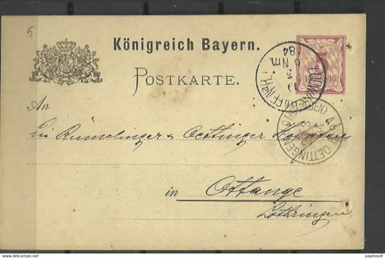 Carte Postale Allrmande De Ludwyshaff Pour Ottange ( Moselle) 1889 - Sonstige & Ohne Zuordnung
