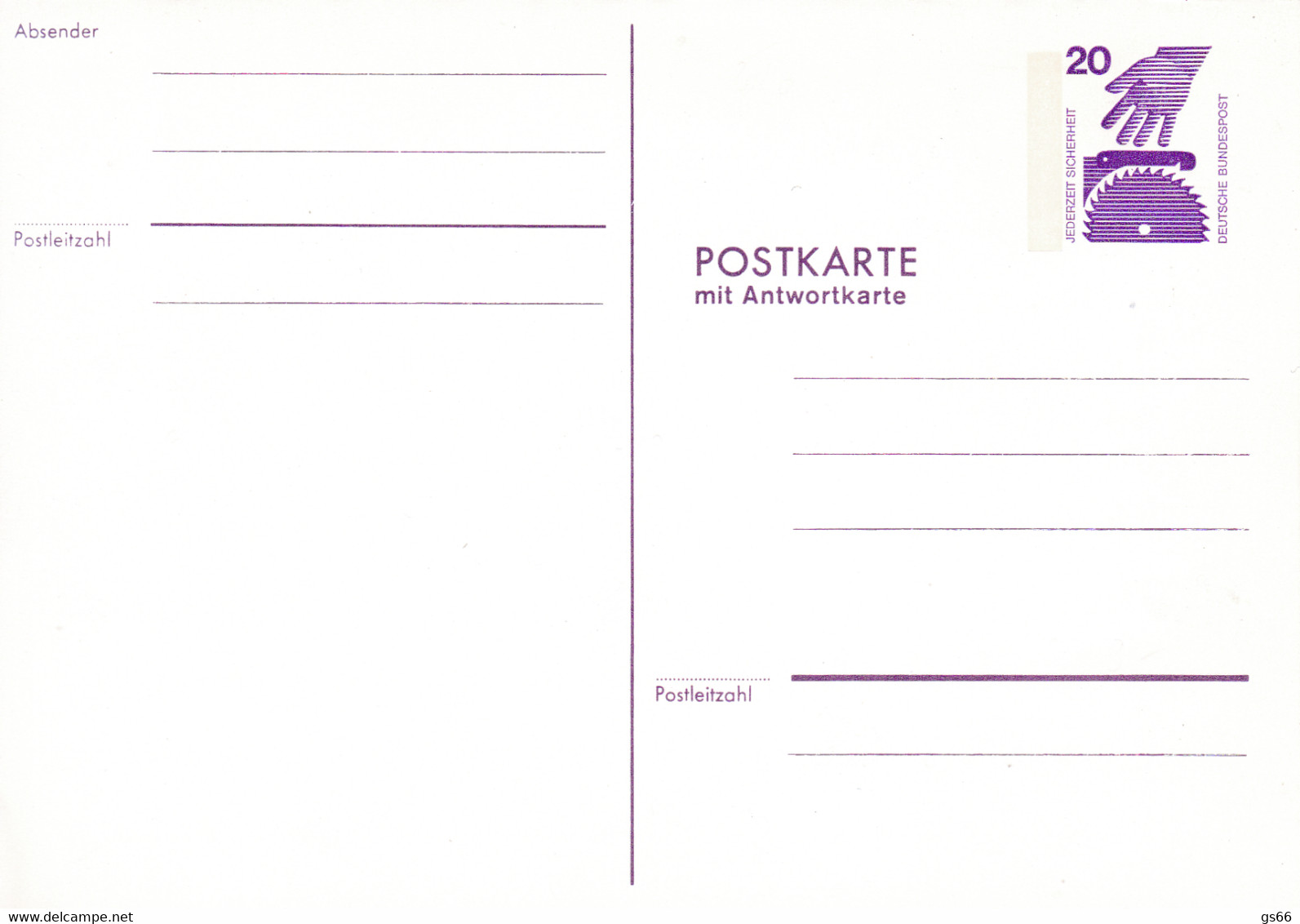 BRD, PP 091 A2/001,  Unfall 20/0, Postkarte Mit Antwort - Private Postcards - Mint