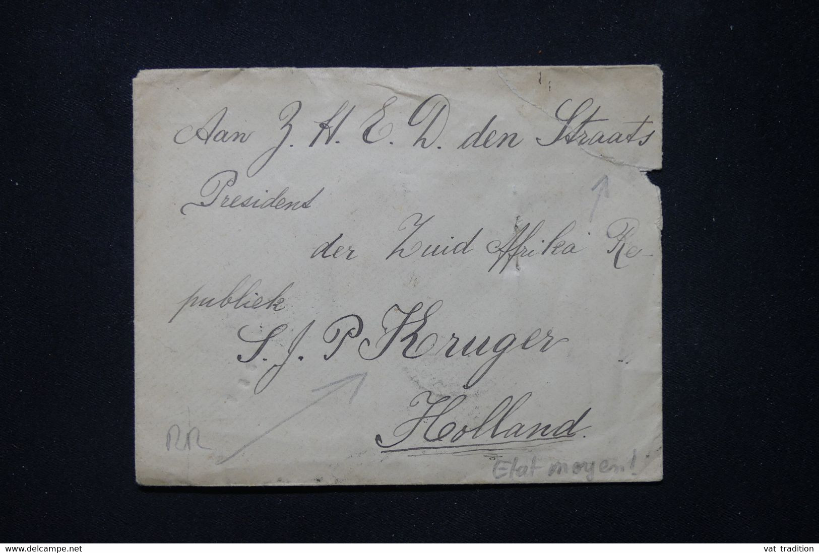 PORTUGAL - Enveloppe Pour Paul Krüger ( Président R.S.A. ) Aux Pays Bas En 1901, Affranchissement Au Verso - L 80130 - Lettres & Documents