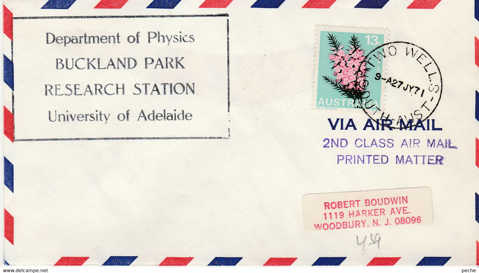 N°974 N -lettre (cover) Department Of Physics -Buckland Park -Research Station- - Océanie