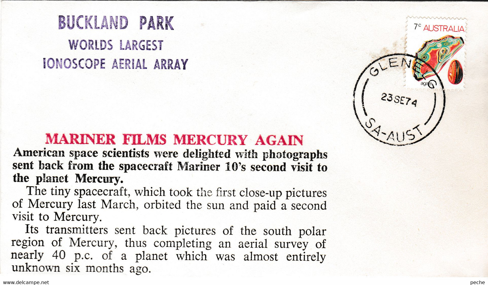 N°982 N -lettre (cover) Buckland Park -worlds Largest Ionoscope Azrial Array- - Océanie